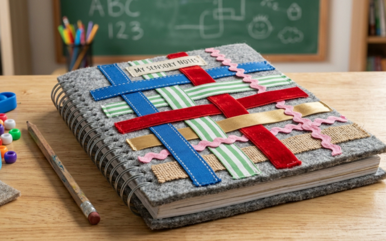 DIY Felt & Ribbon Collage Notebook Cover: An Engaging Sensory Craft